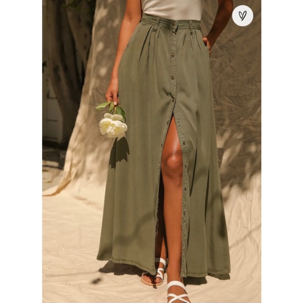 My Squad Olive Green Maxi Skirt